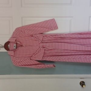 Pink gingham maxi shirtdress